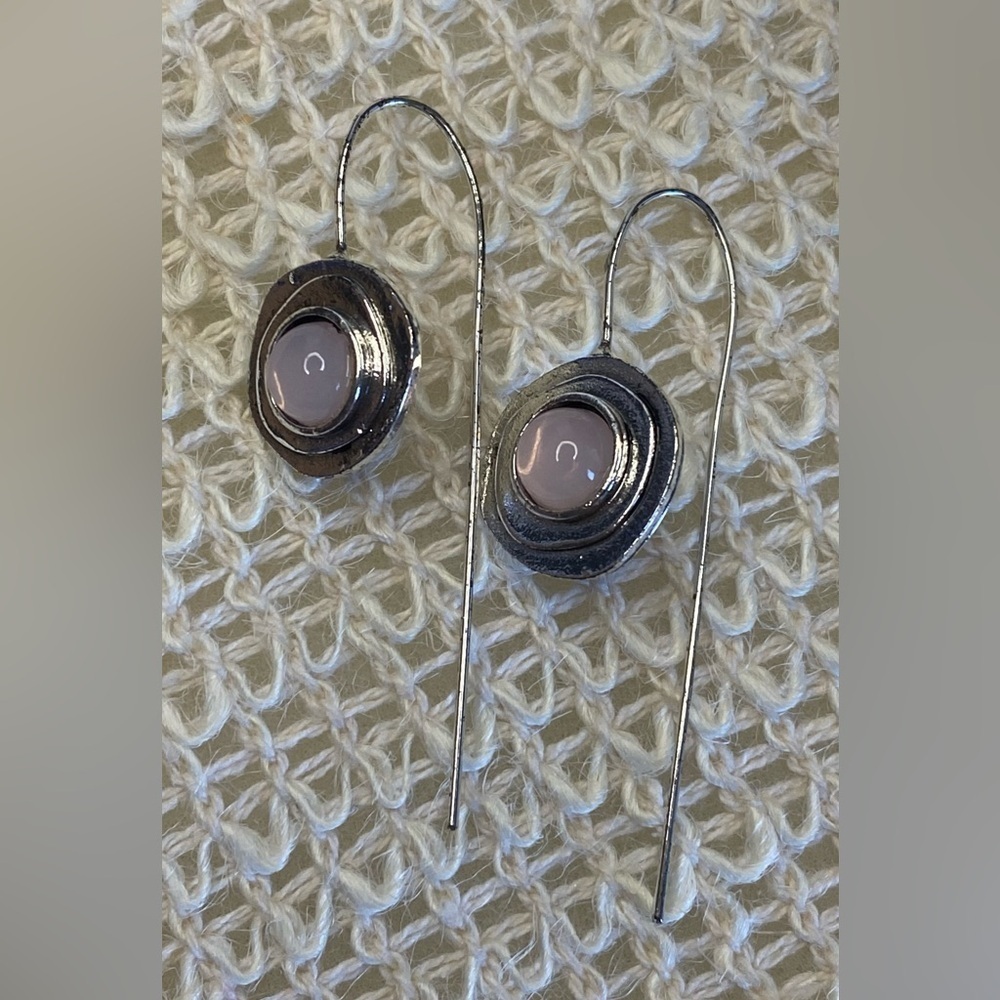 Pink Rhinestone Earrings - Picture 2 of 2